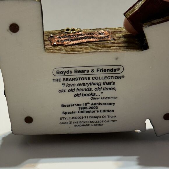 Boyds Bears Anniversary Collector's Edition Bailey's Ol' Trunk Figurines 2002 - Picture 10 of 12